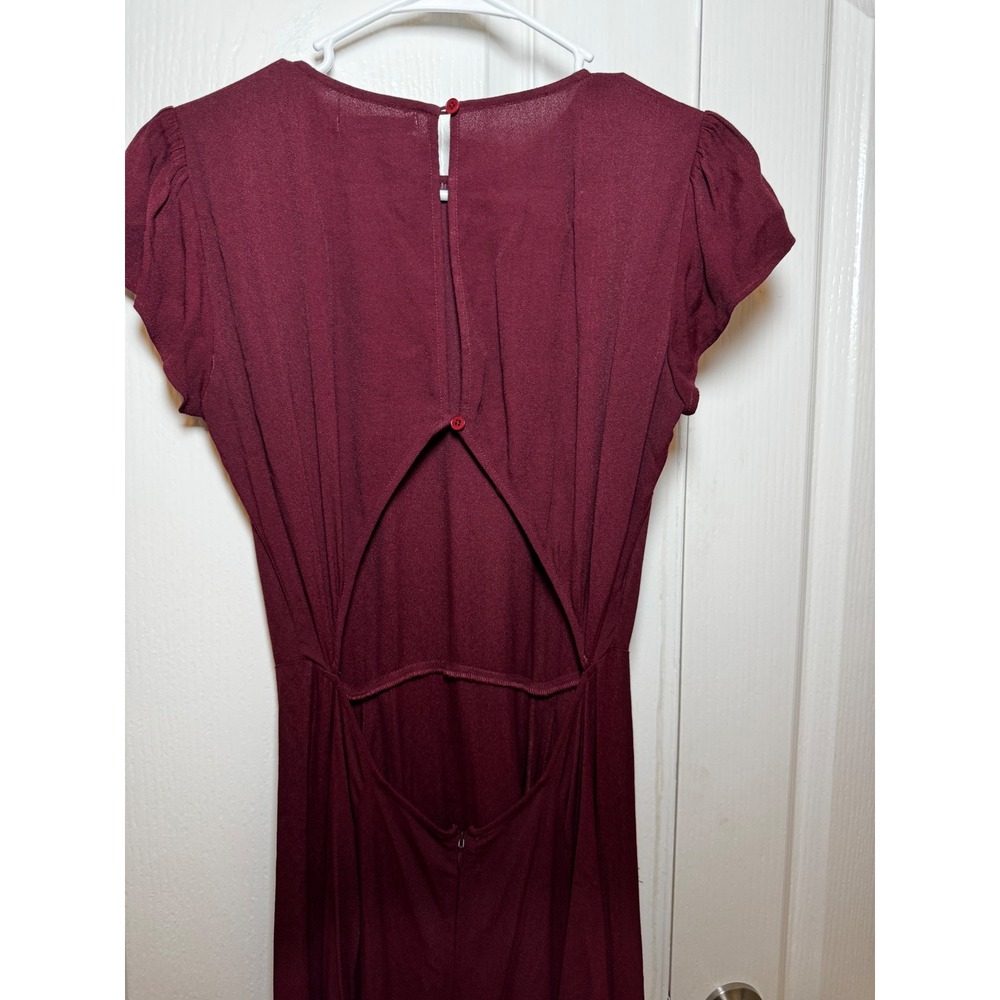 Reformation Gavin Open Back Midi Dress with High Slit Cap Sleeve Size 8 - Picture 6 of 8